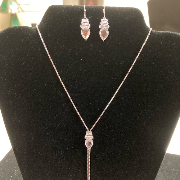 TOCARA. AMANDA. Necklace & Earring Set. DiAmi & Sterling Silver 16” + 2” - Picture 1 of 4